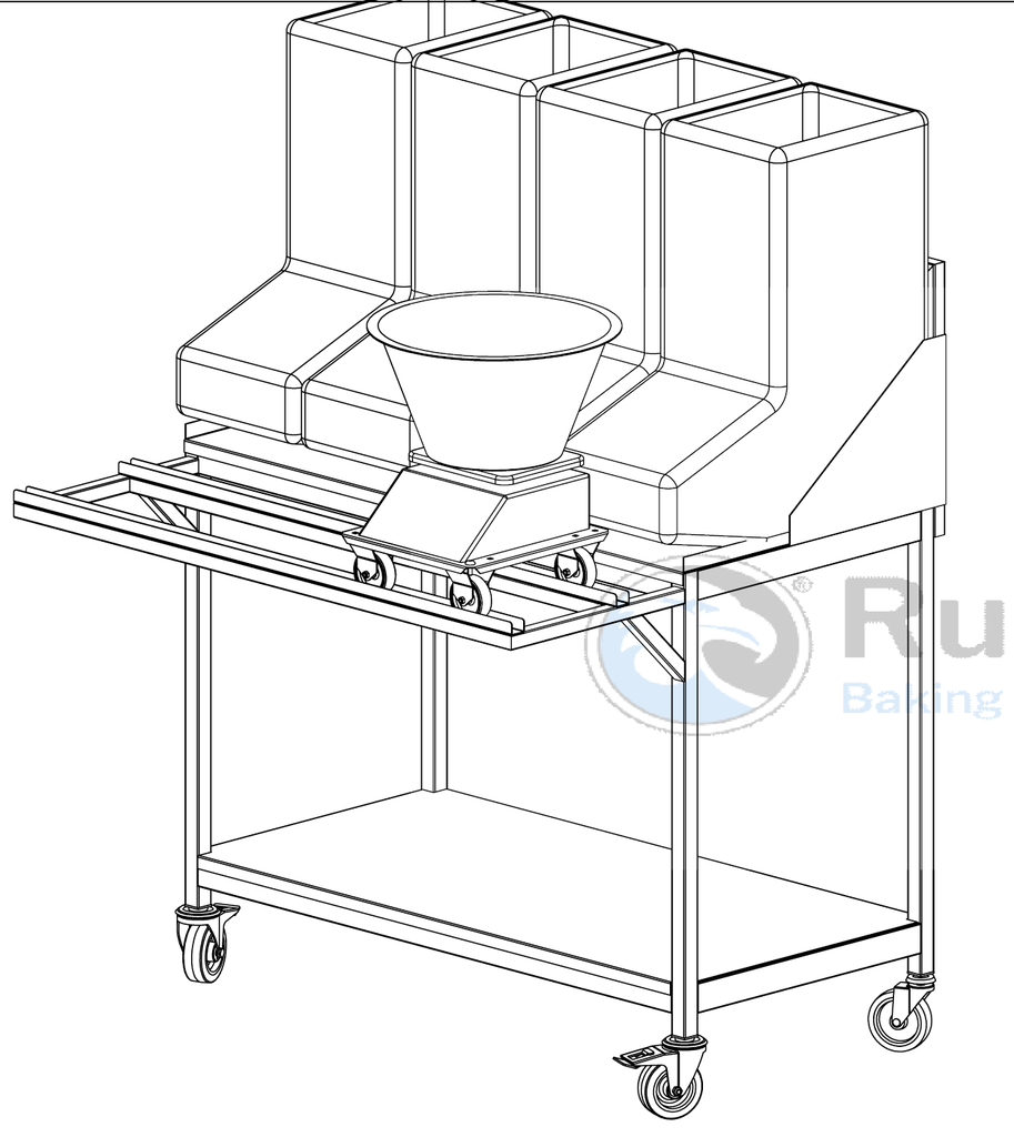 INGREDIENT WEIGHING TABLE with removable shelf to scale 