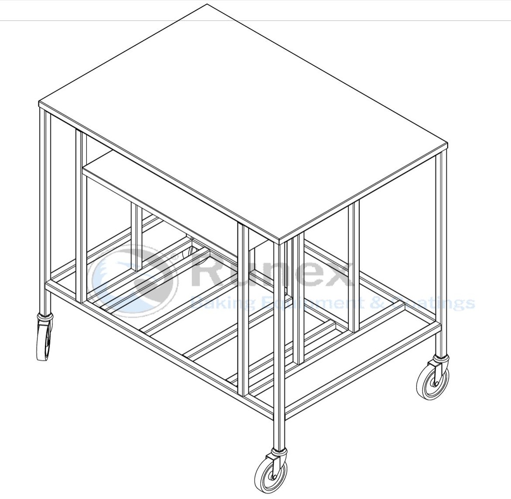 TABLE TROLLEY 100x70cm Shelf for baking paper Tray storage compartment