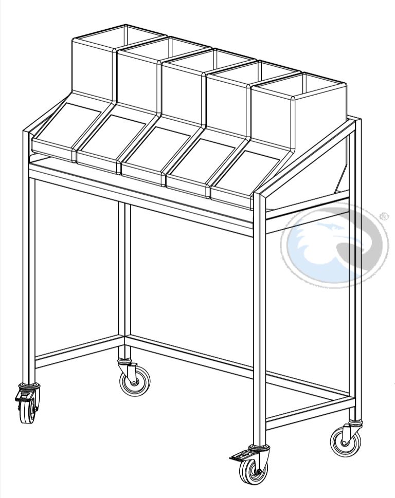 INGREDIENSBORD med hylla för 5x 63L-dispensrar