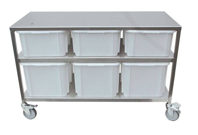 VEJEBORD med plastbeholder 3x40L & 3x60L 