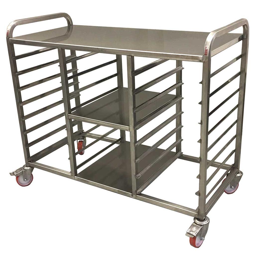 TABLE TROLLEY GN1/1 8+8-rung 2 shelves