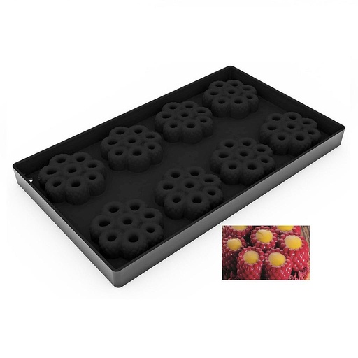 [PI-TOP23] SILICONE MOULD 17x30 RASPBERRY 8pcs ø62mm 