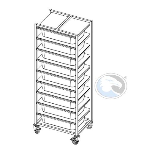 [SRRX-24168] INGREDIENT TROLLEY with 9x25L Plastic bins with lids