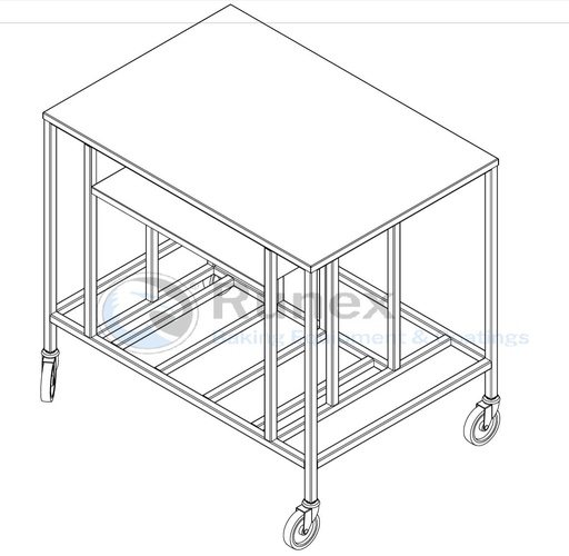 [TARX-1502004] TABLE TROLLEY 100x70cm Shelf for baking paper Tray storage compartment