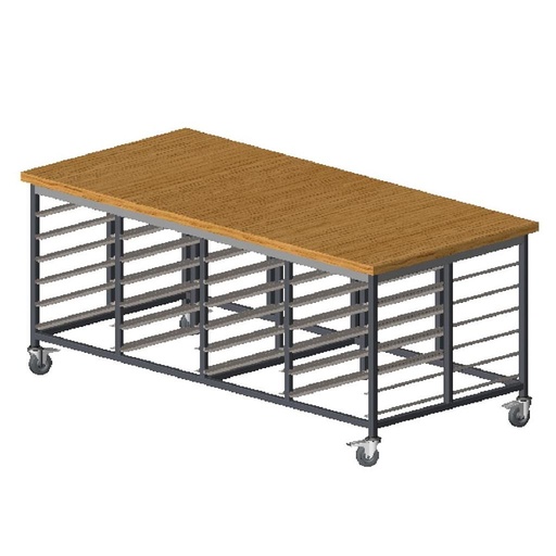 [TARX-2205009] WORKTOP TROLLEY 2130x100 47x63 4x6-rung Beechwood top